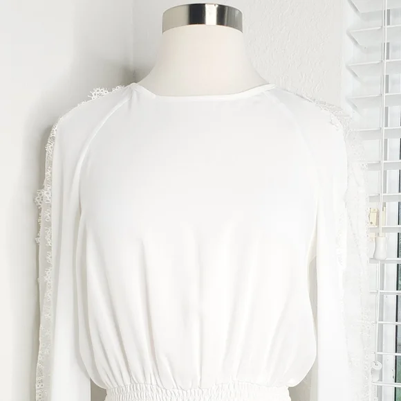 INTERMIX Joy Lace Smocked Waist Peplum Blouse S. - Picture 5 of 10